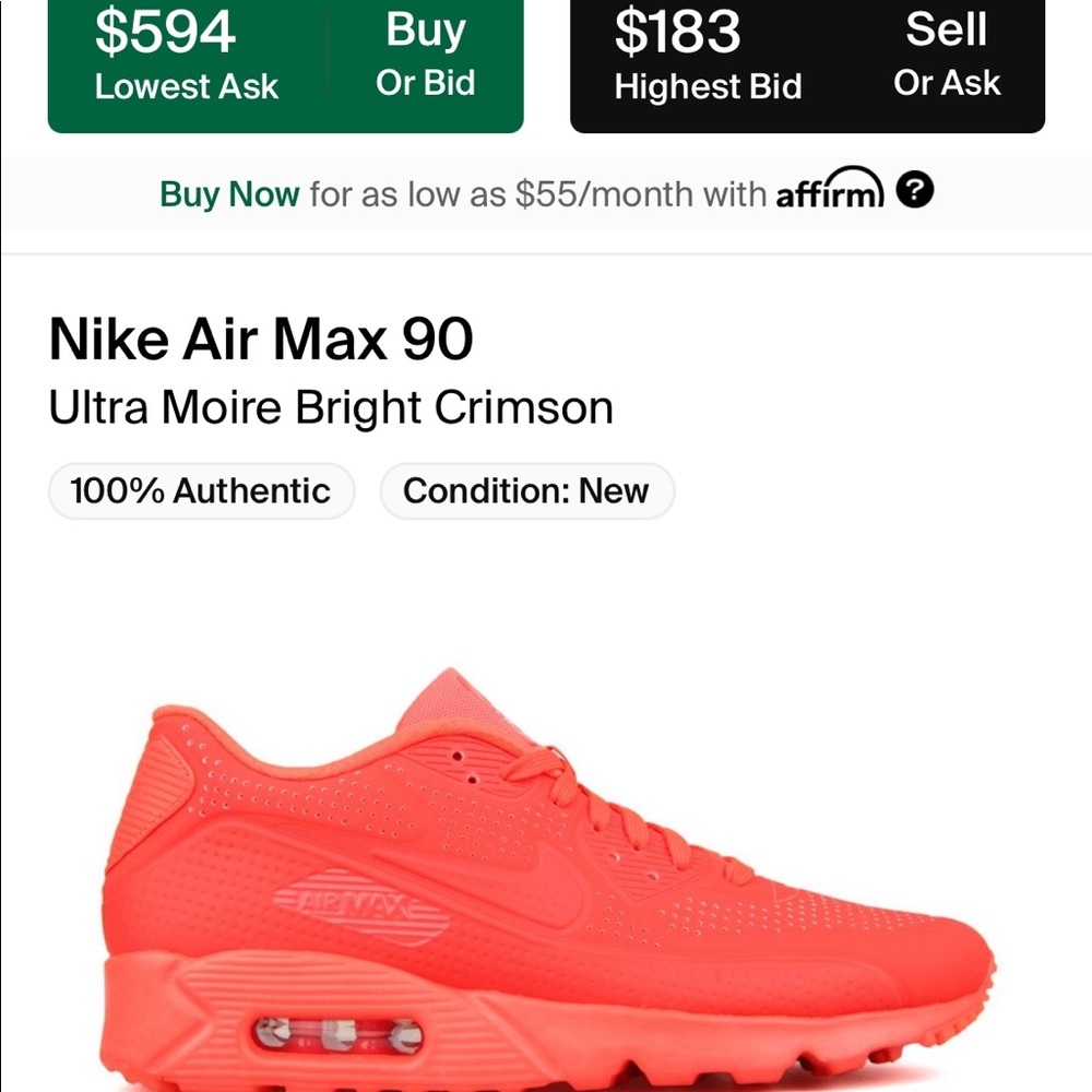 {SOLD} Nike Air Max 90 Ultra BR Neon Crimson